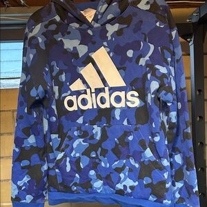 Adidas Blue and Black Camo Hoodie